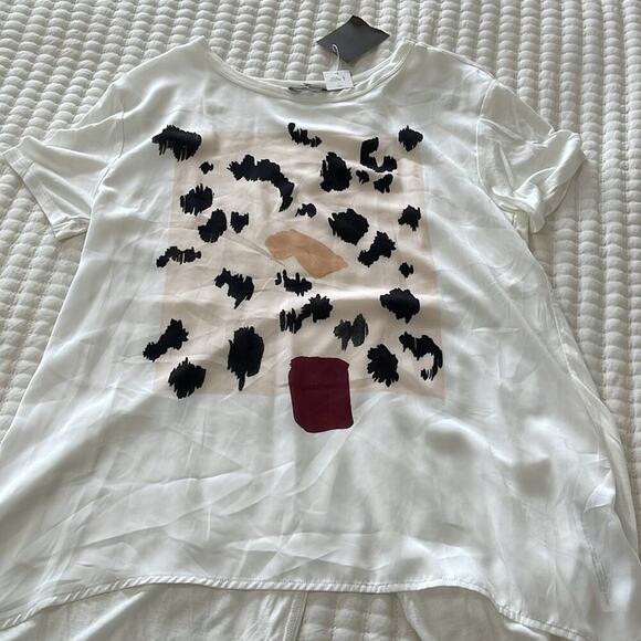 Zara Graphic White Flyaway Back Tee Size M NWT - Picture 2 of 4